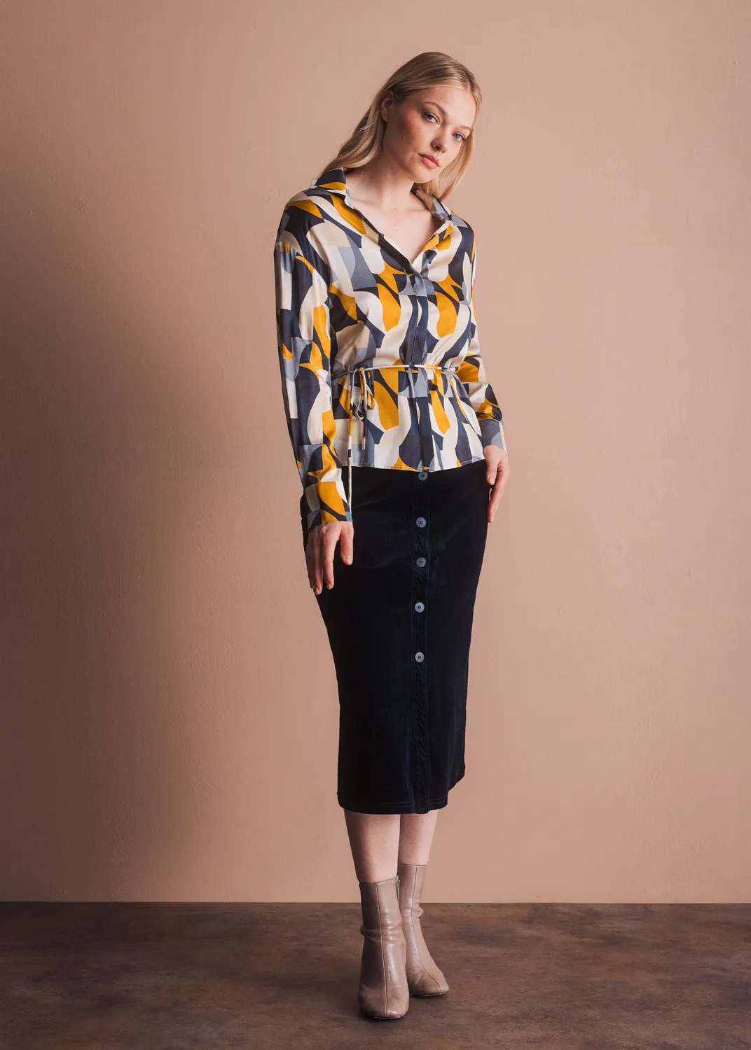 Senatex Bluse Grafikprint EcoVero Viskose Midnight Curve