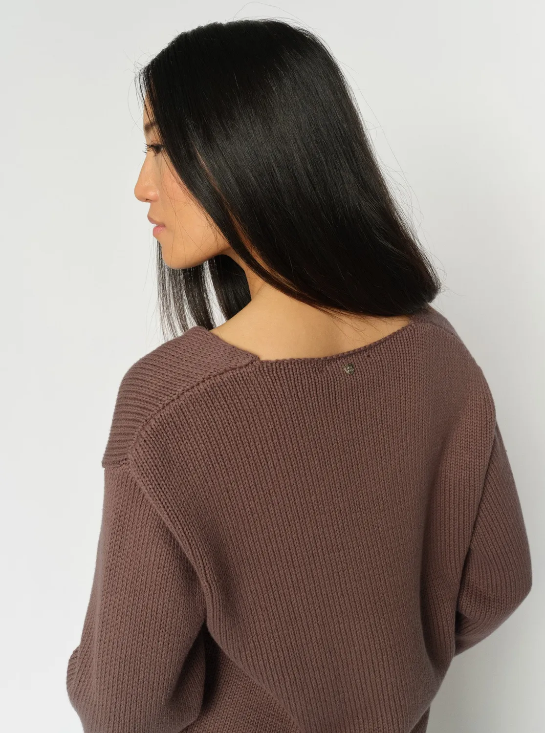 Mos Mosh MMBine V-Neck Strickpullover Coffee Quartz