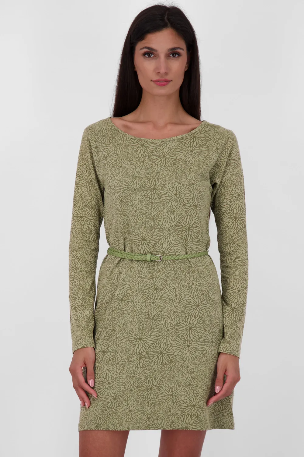 Alife & Kickin EllinAK B Jerseykleid Grün mit Gürtel