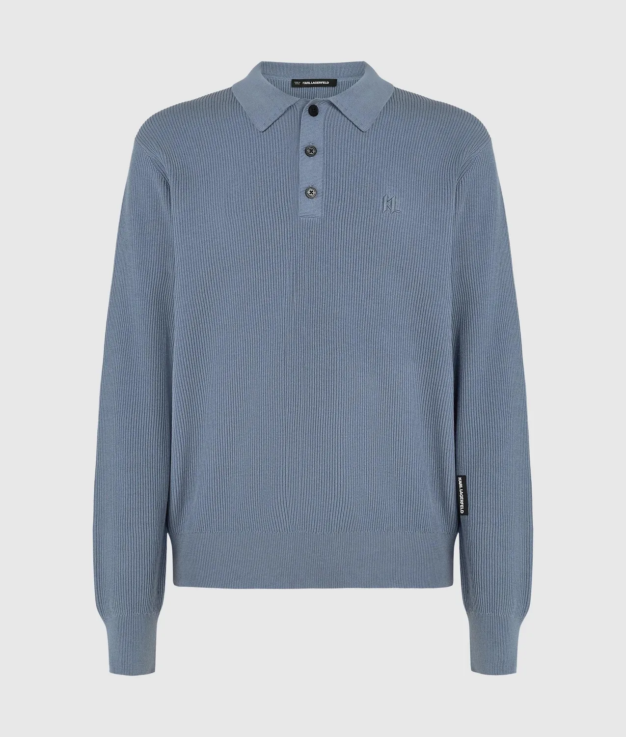 Karl Lagerfeld Poloshirt Langarm Rippstrick Monogramm