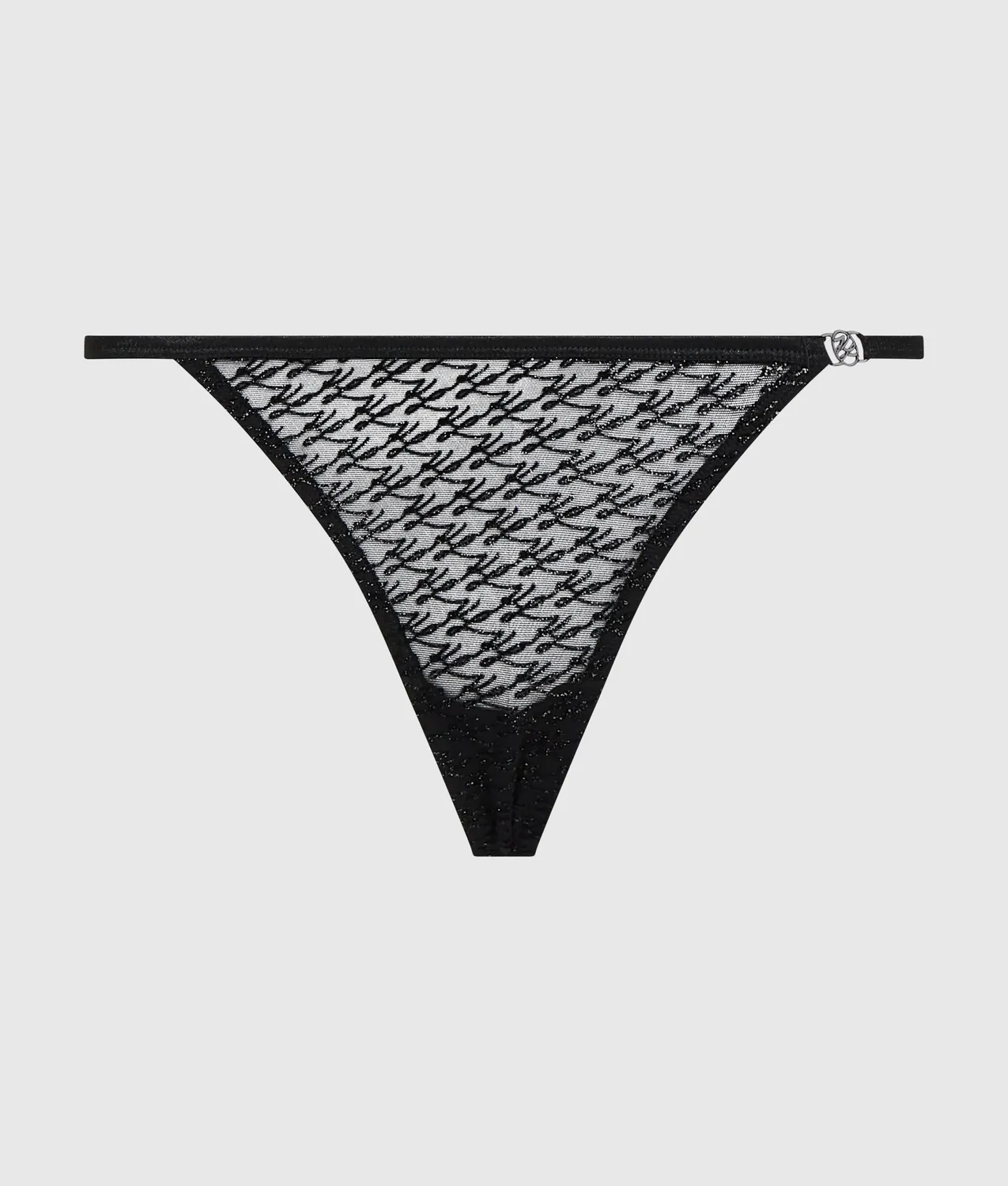 Karl Lagerfeld Autograph Mesh String Tanga Glitzer-Logo