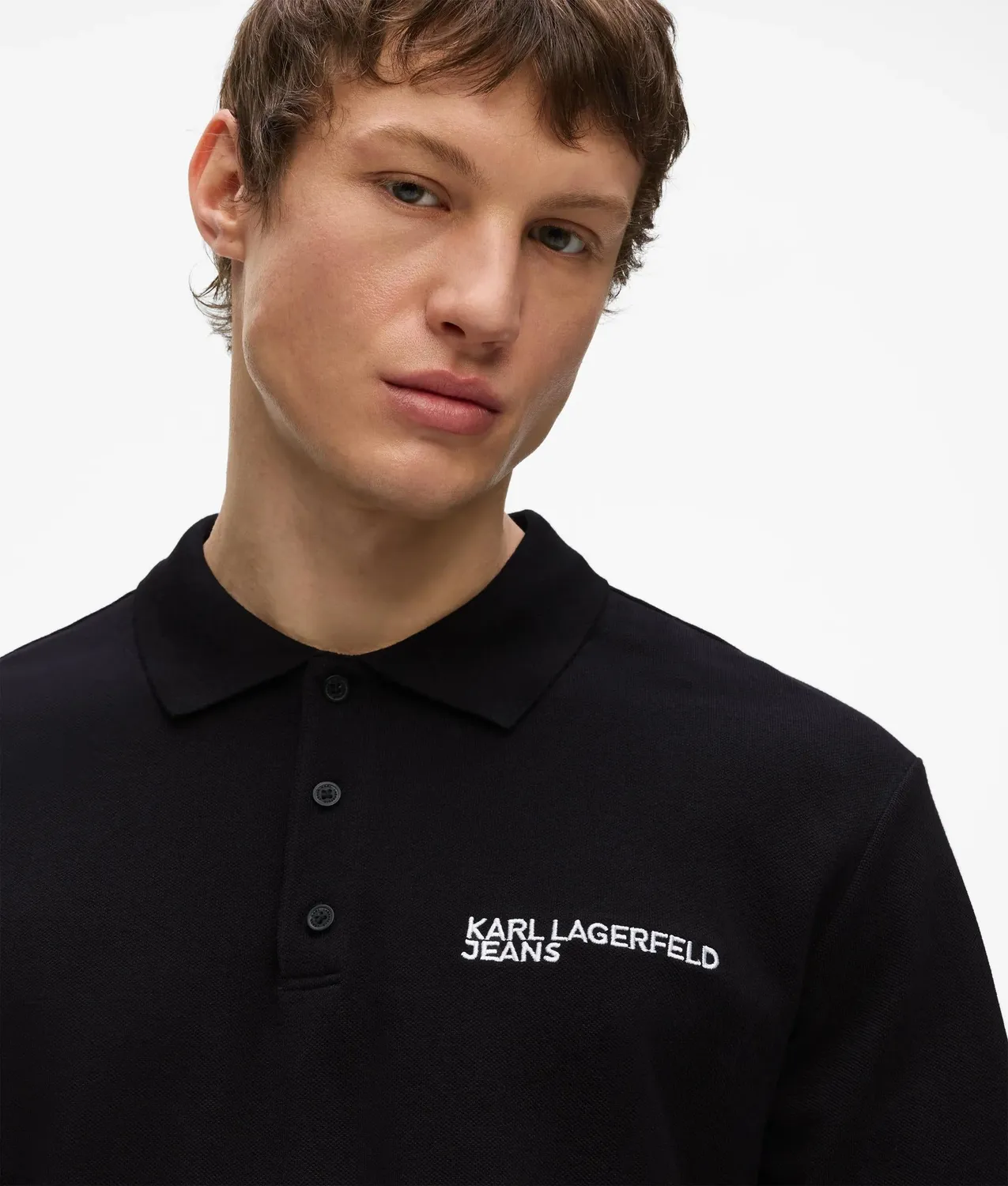 Karl Lagerfeld Jeans Langarm Polohemd Logo-Stickerei