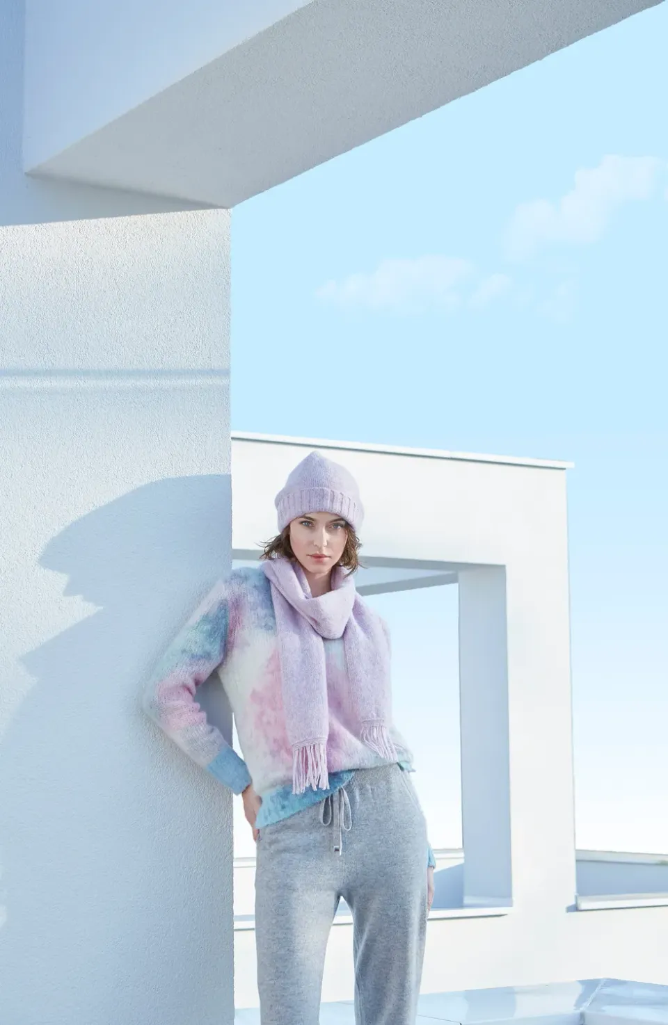 Senatex Watercolor-Print Pullover Cream Alpaka-Mix