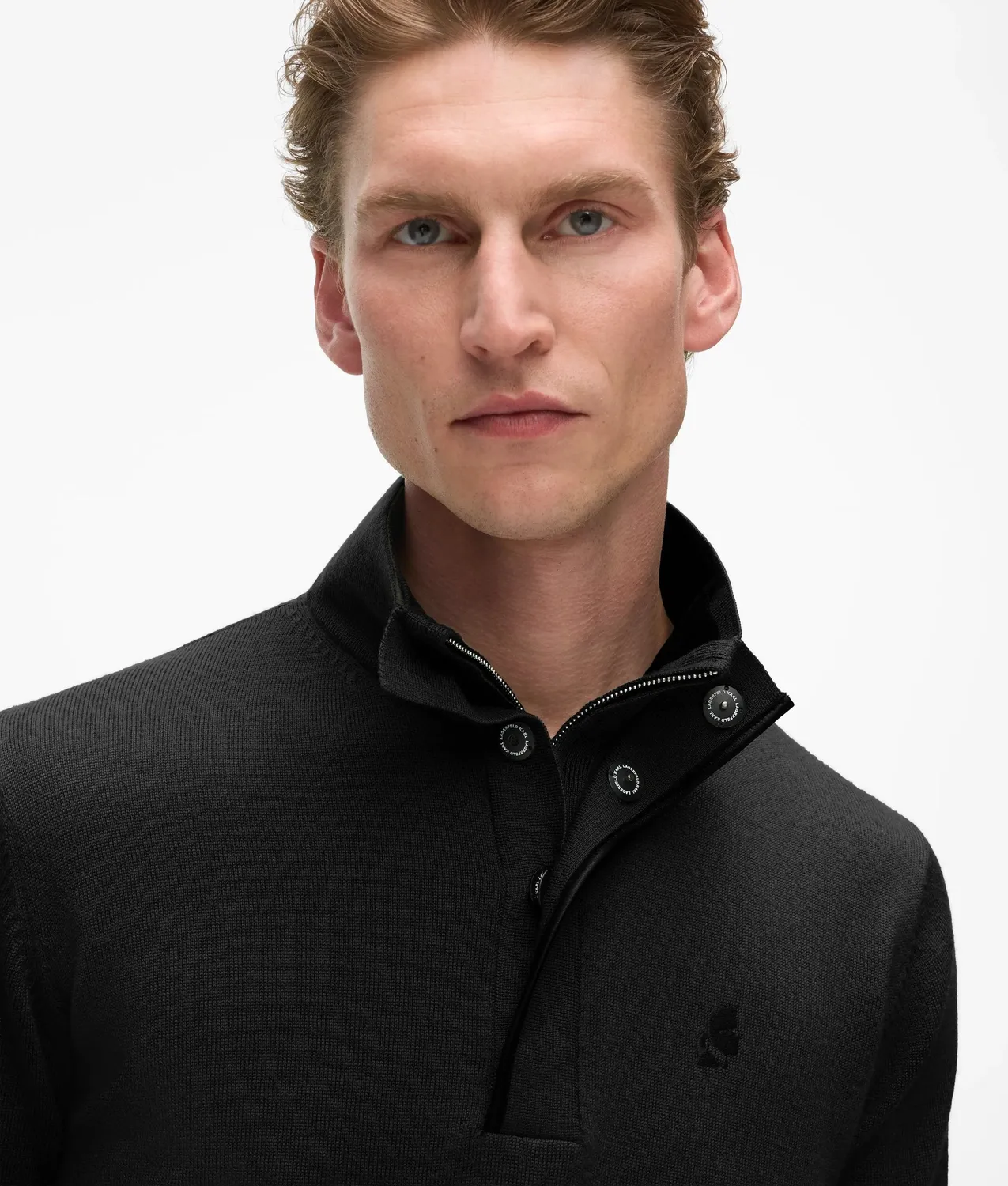 Karl Lagerfeld Wool Half-Zip Troyer Kameo-Stick