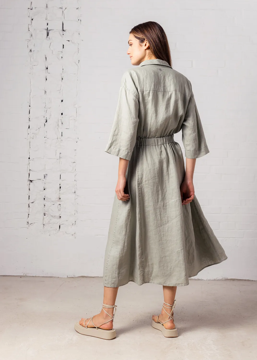 Senatex Safarikleid Leinen Kleid Khaki leger