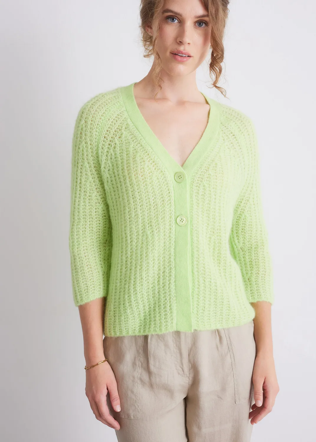 Senatex Alpaka Cardigan Candy Strukturstrick