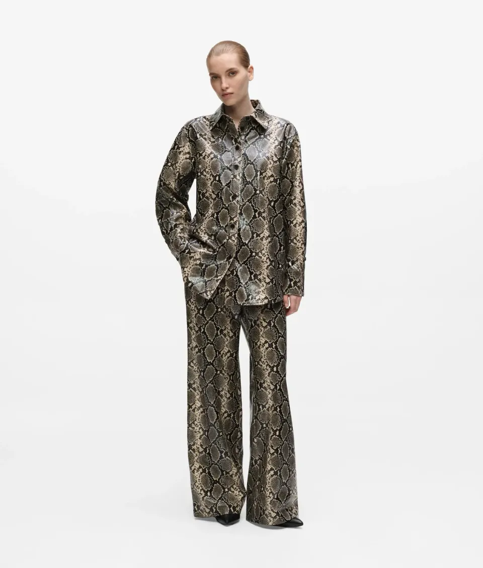 Karl Lagerfeld Faux-python Flared Pants Schlaghose