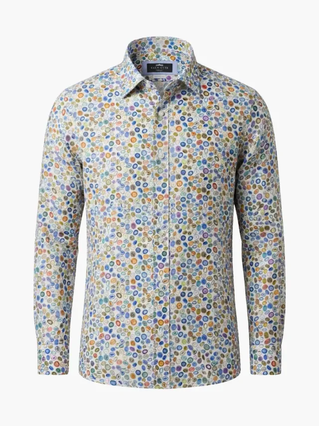 Gloriette Fashion Fit Kreismuster Hemd Blau Herren