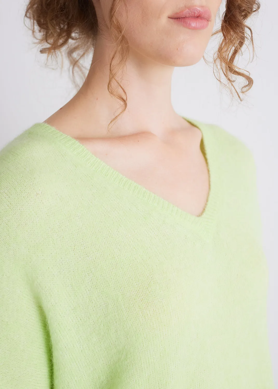 Senatex Kurzarm-Strickpullover V-Ausschnitt Alpakamix Candy