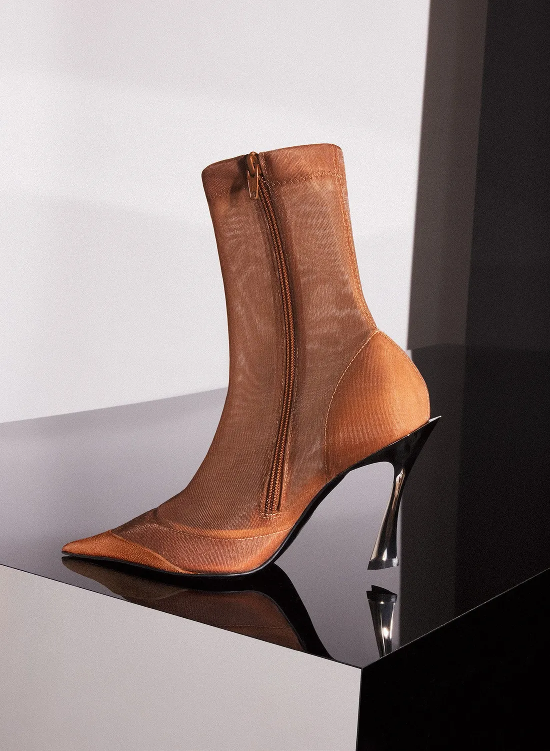 Mugler Fang 95 Stiefeletten Zimt Mesh Stiletto