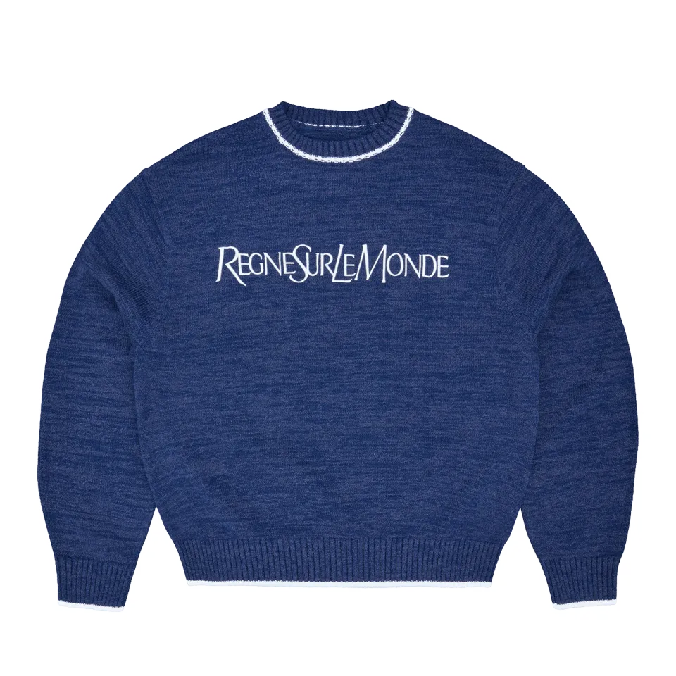 Corteiz RSLM Knit Crewneck Strickpullover Navy Stick