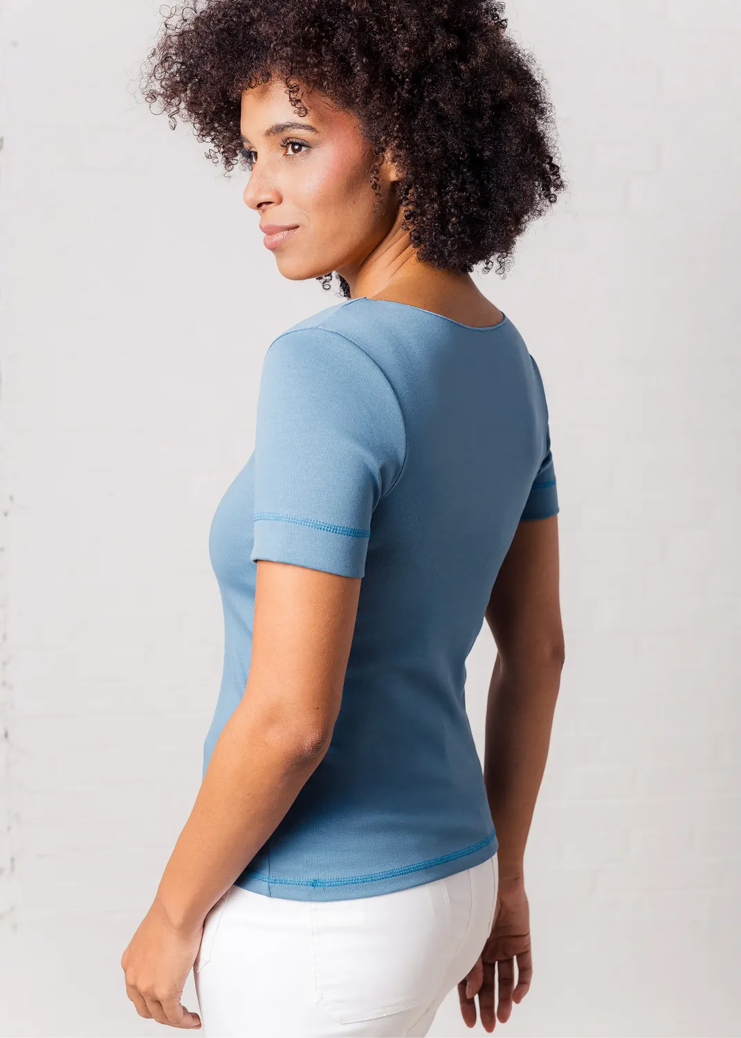 Senatex T-Shirt Bio-Baumwollmix GOTS Denim feminin
