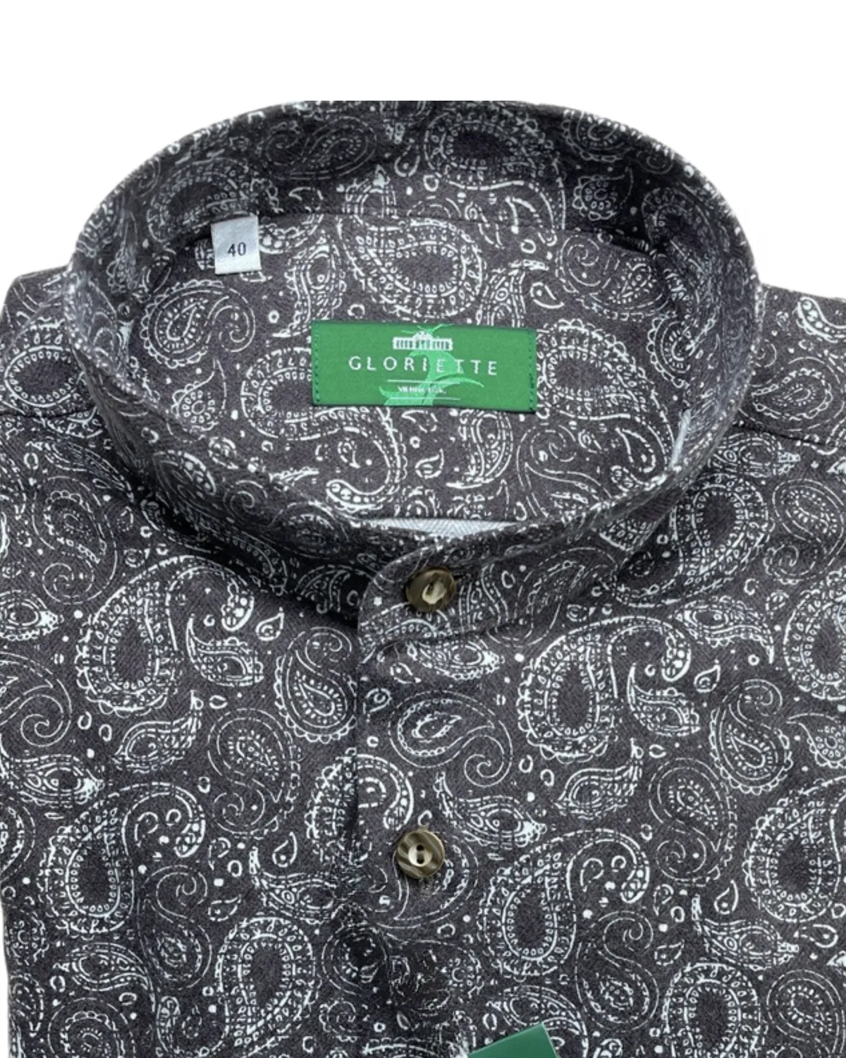 Gloriette Trachtenhemd Stehkragen Paisley Braun Baumwolle