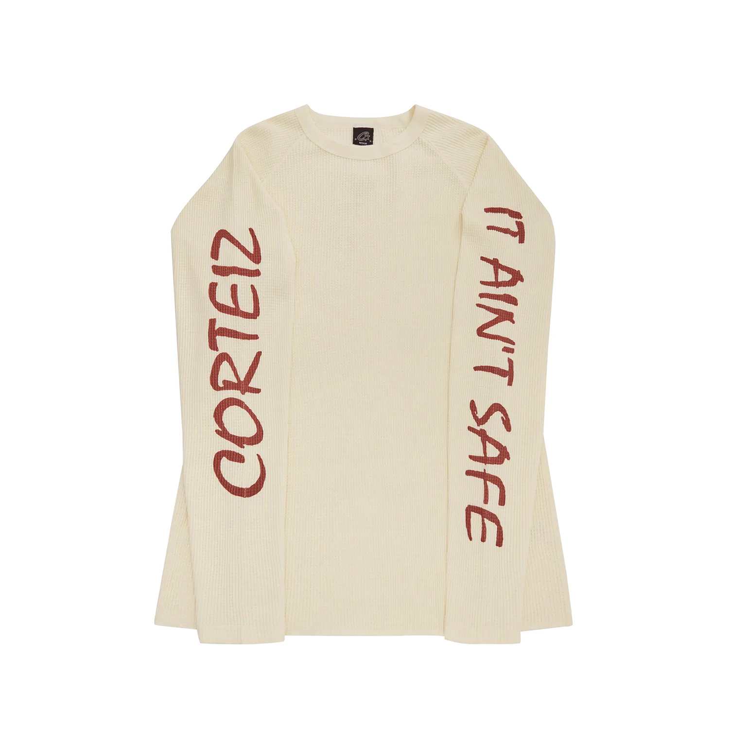 Corteiz It Ain't Safe Waffle Thermal Creme oversized