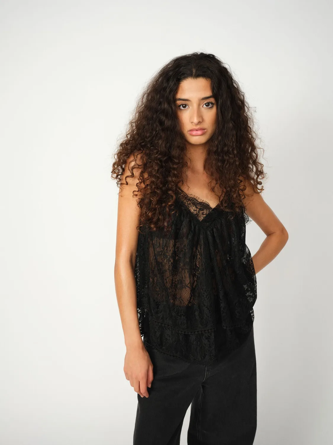Mos Mosh Bare Lace Top Schwarz Spitze