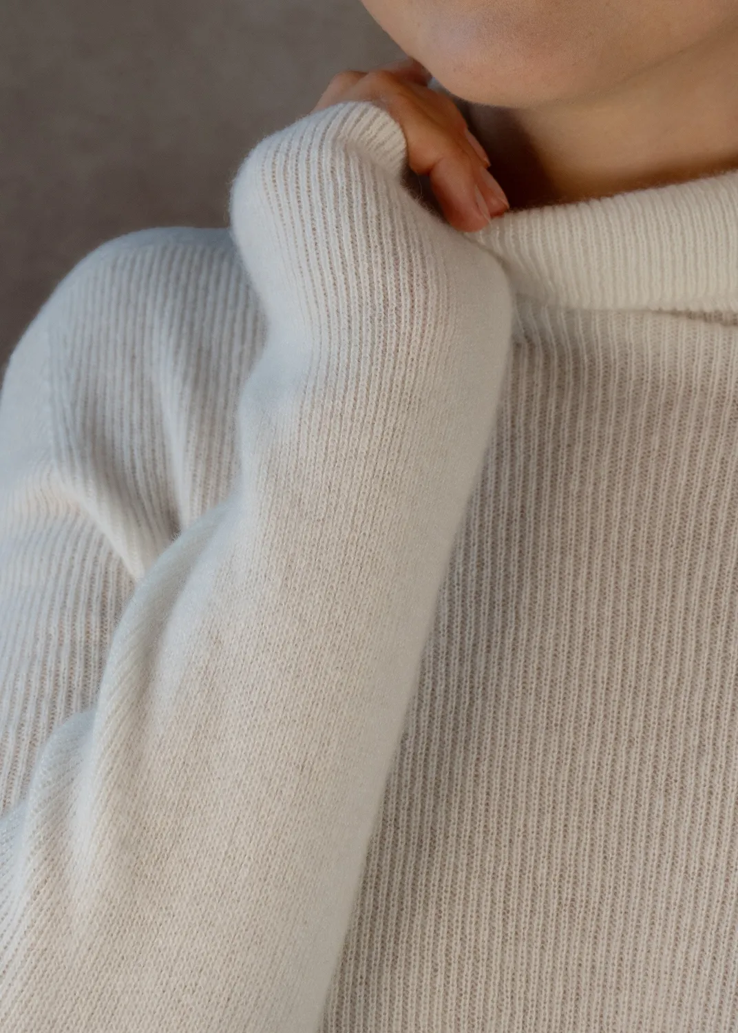 Senatex Kaschmirpullover Rollkragen Pullover Cream schmal