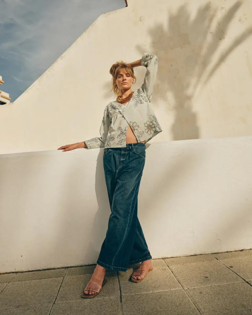 Mos Mosh MMHHaven Pleat Jeans Dunkelblau Cropped
