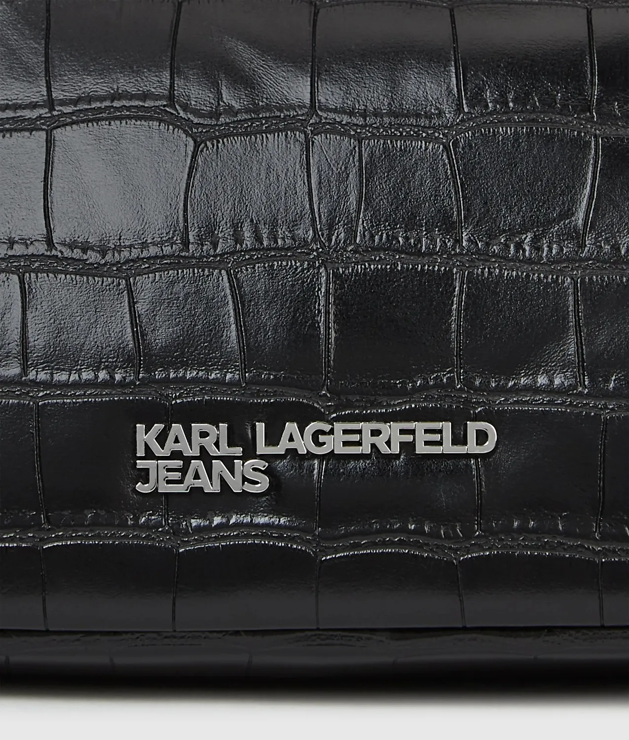 Karl Lagerfeld Croco Schultertasche Lang Kunstleder Schwarz