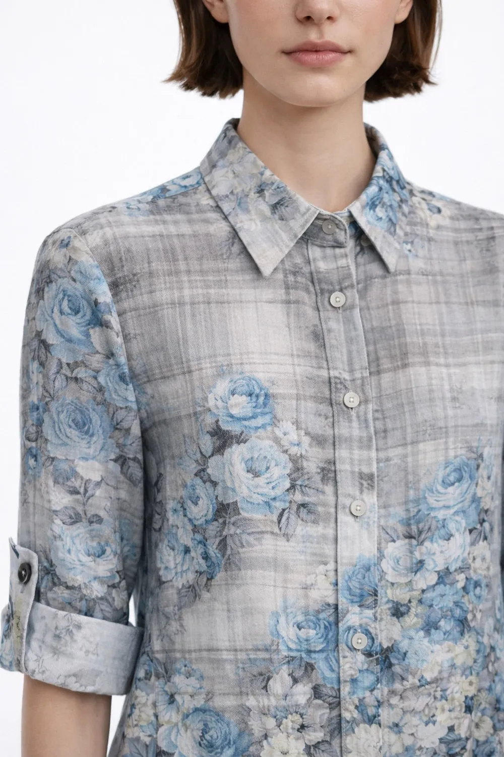 Gloriette Blue Flower Midikleid Viskose 3/4-Arm