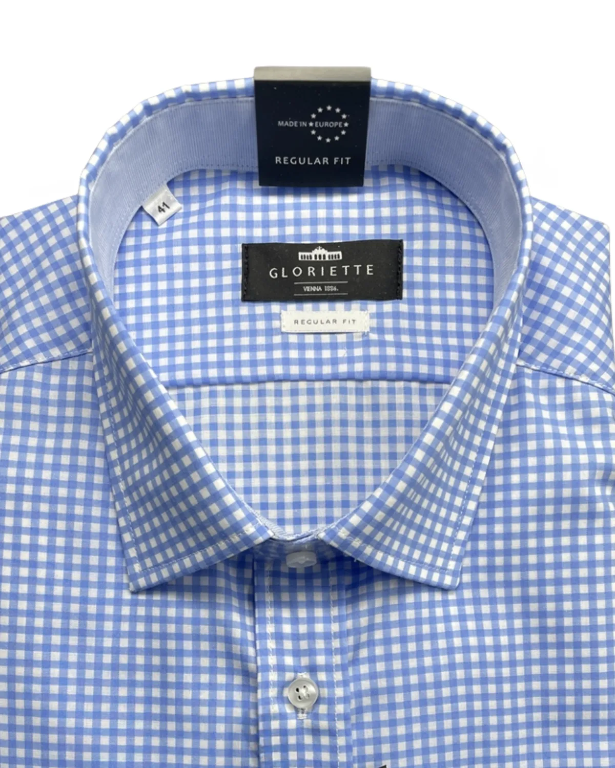 Gloriette Windsor Karo Hemd Hellblau Regular Fit Baumwolle