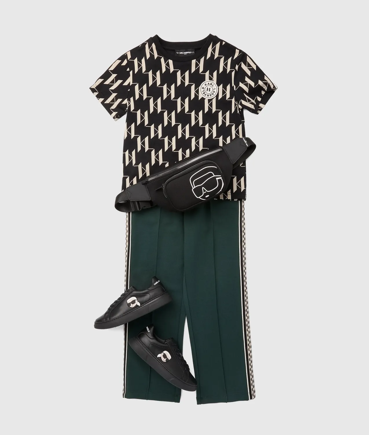 Karl Lagerfeld Monogram Jungen T-Shirt Crew-Neck