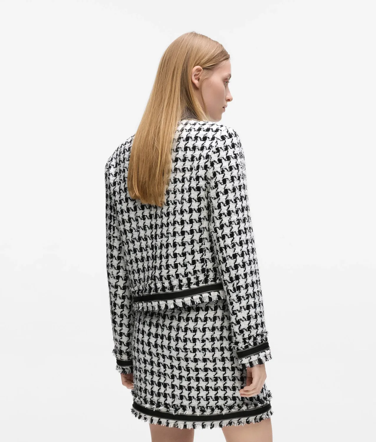 Karl Lagerfeld Houndstooth Boucle Jacke Wolle