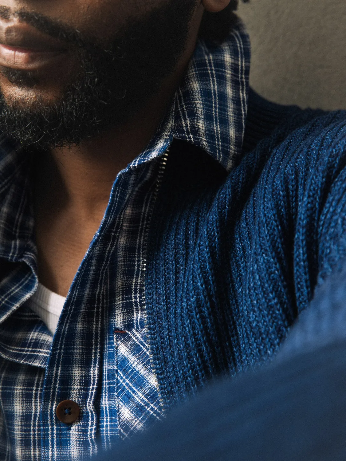 Mos Mosh MMGIan Indigo Zip Strickjacke Indigo Blue