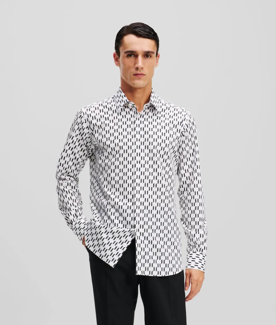 Karl Lagerfeld Monogram Hemd Herren Allover Kentkragen