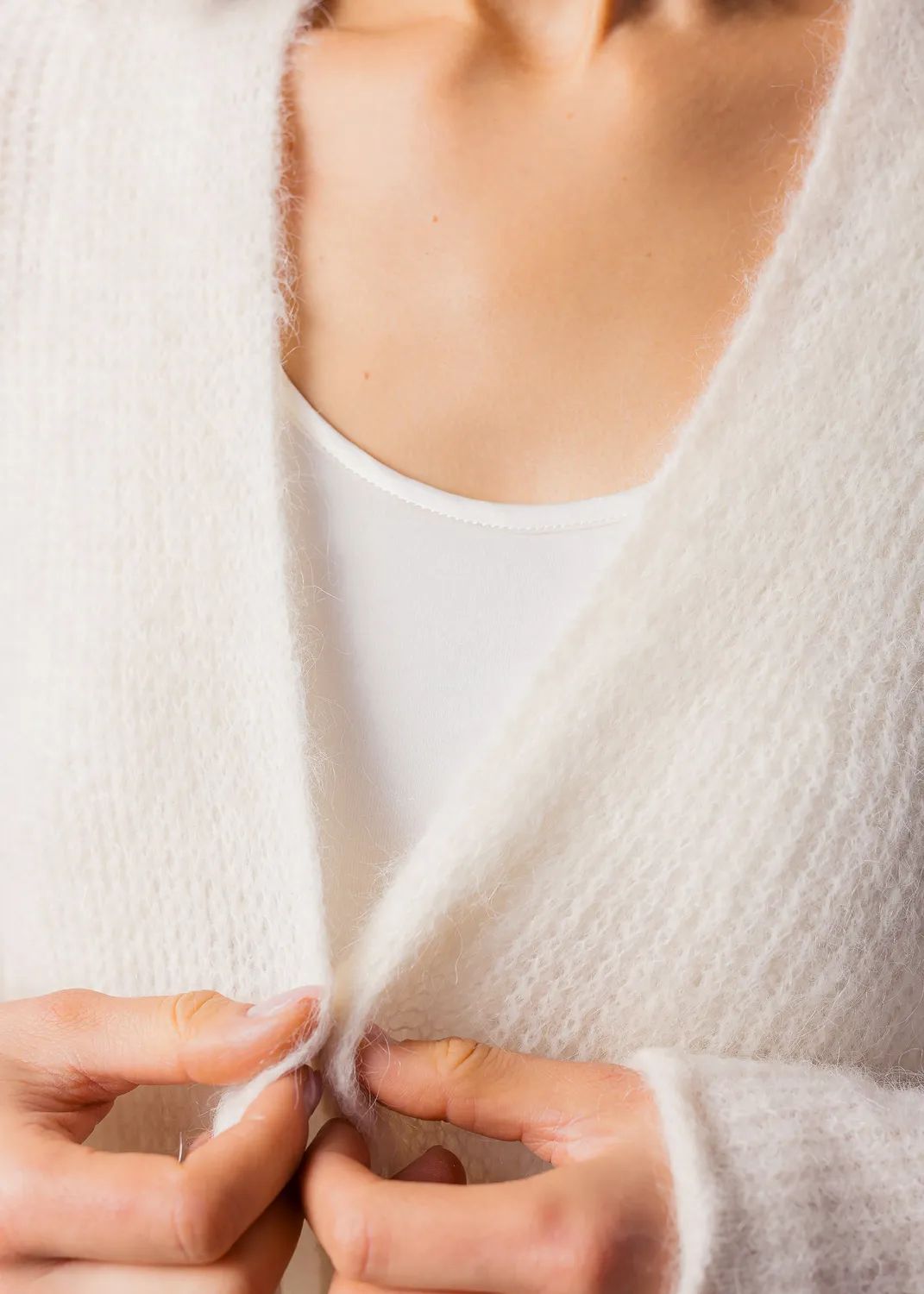 Senatex Strickjacke Cream Alpaka-Mix mit Taschen