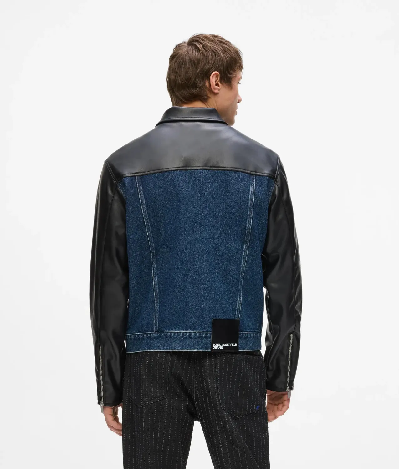 Karl Lagerfeld KL Jeans Kunstleder Jeansjacke Herren