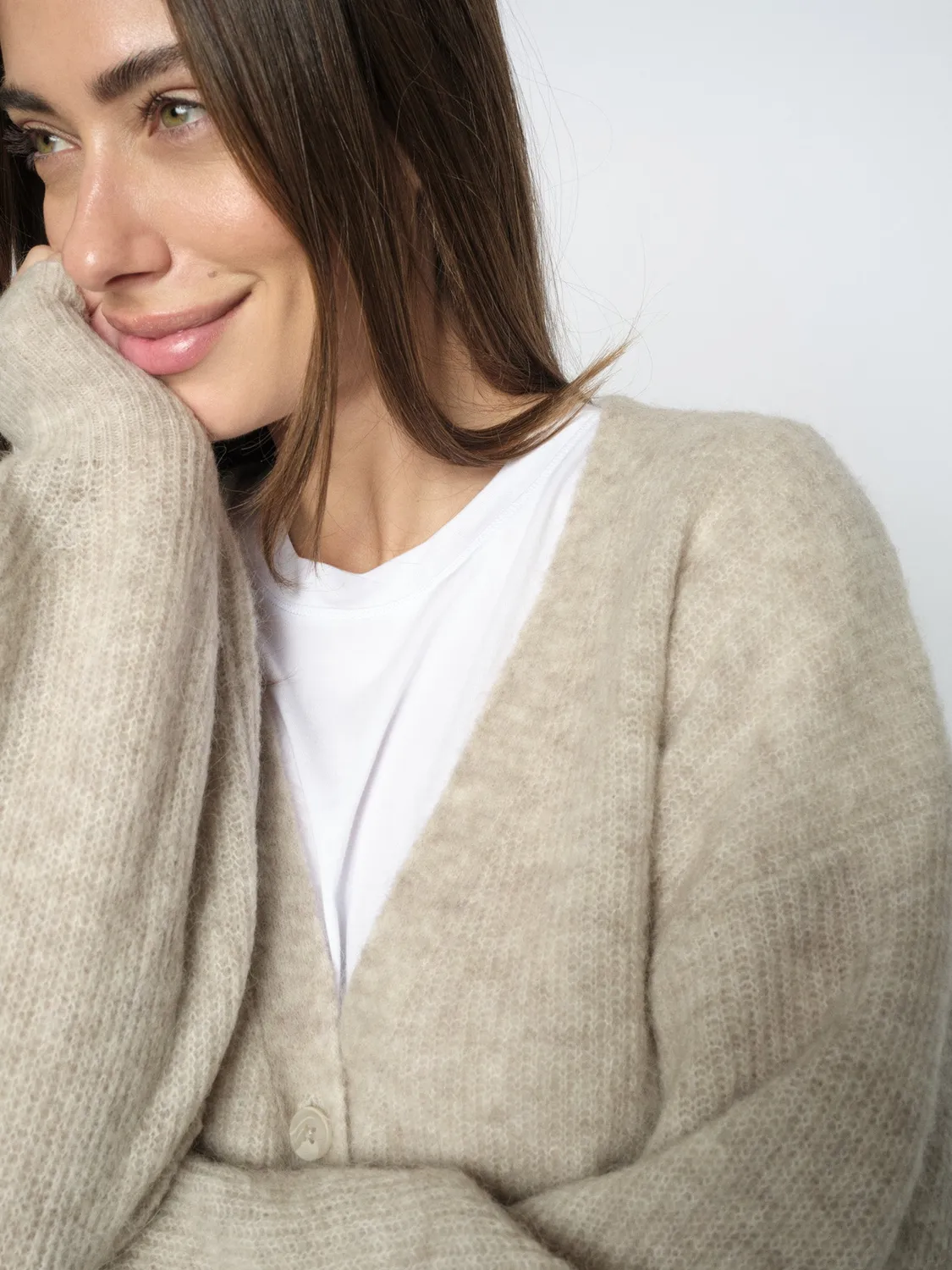 Mos Mosh MMThora Cardigan V-Ausschnitt Alpaka Wolle