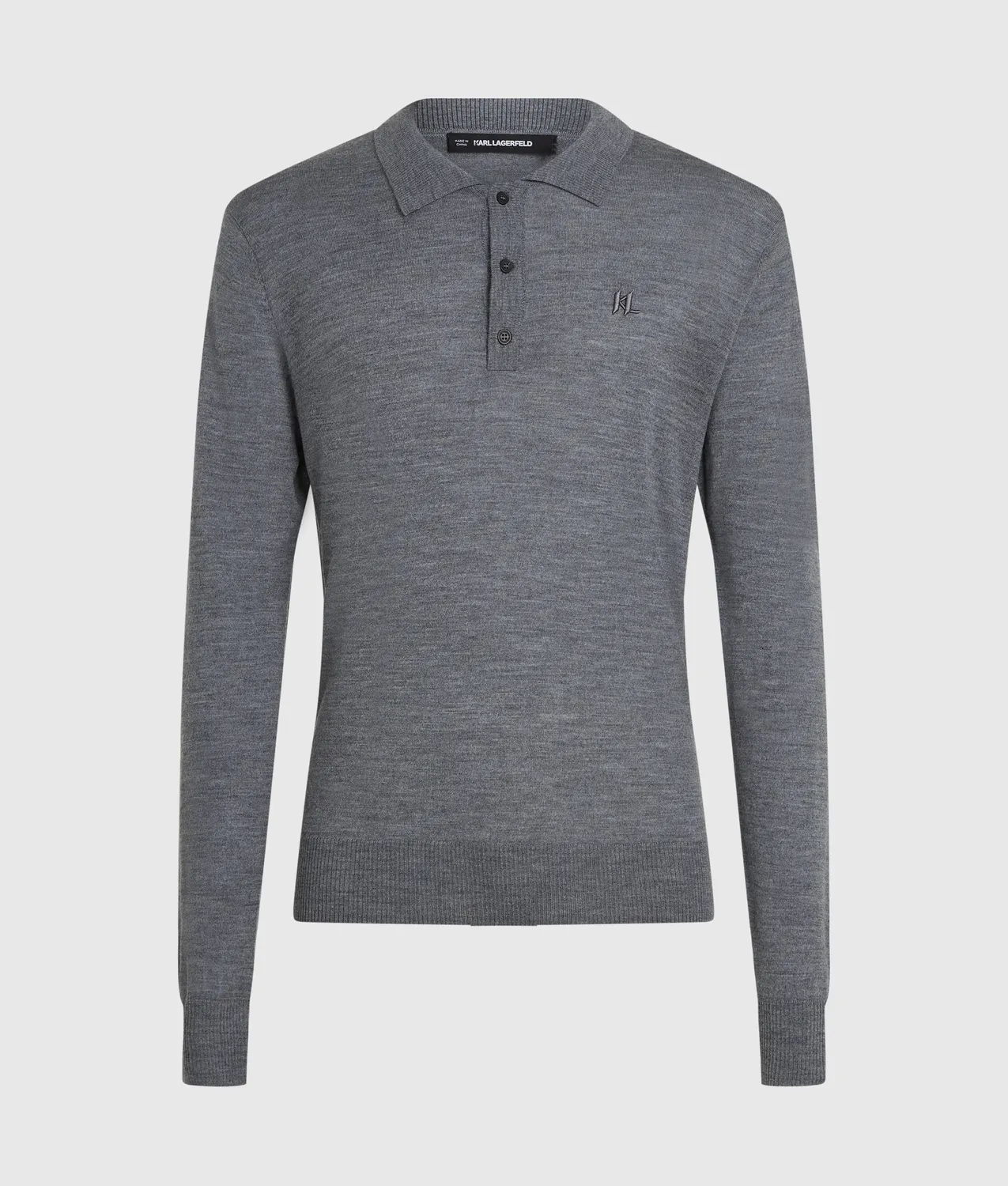 Karl Lagerfeld Merino Poloshirt langarm Wolle