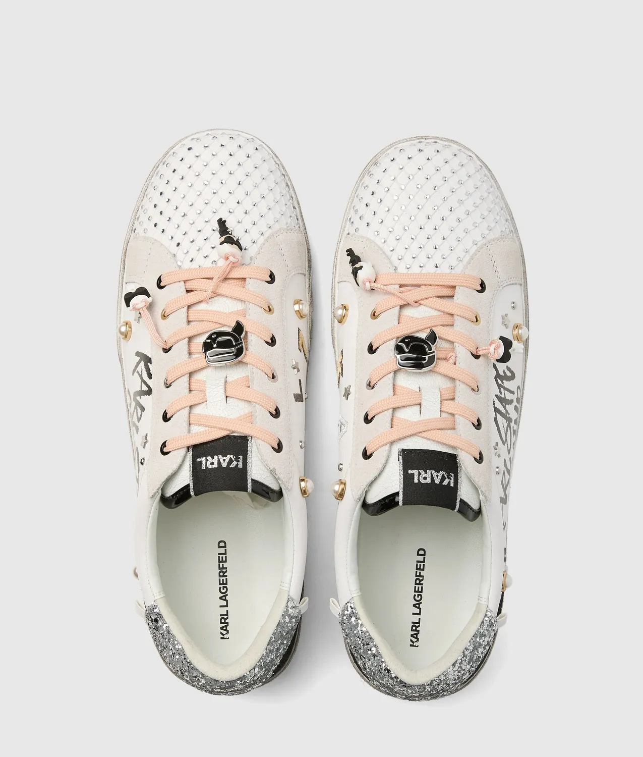 Karl Lagerfeld Skool Sneaker Nieten Glitzer Größe 38