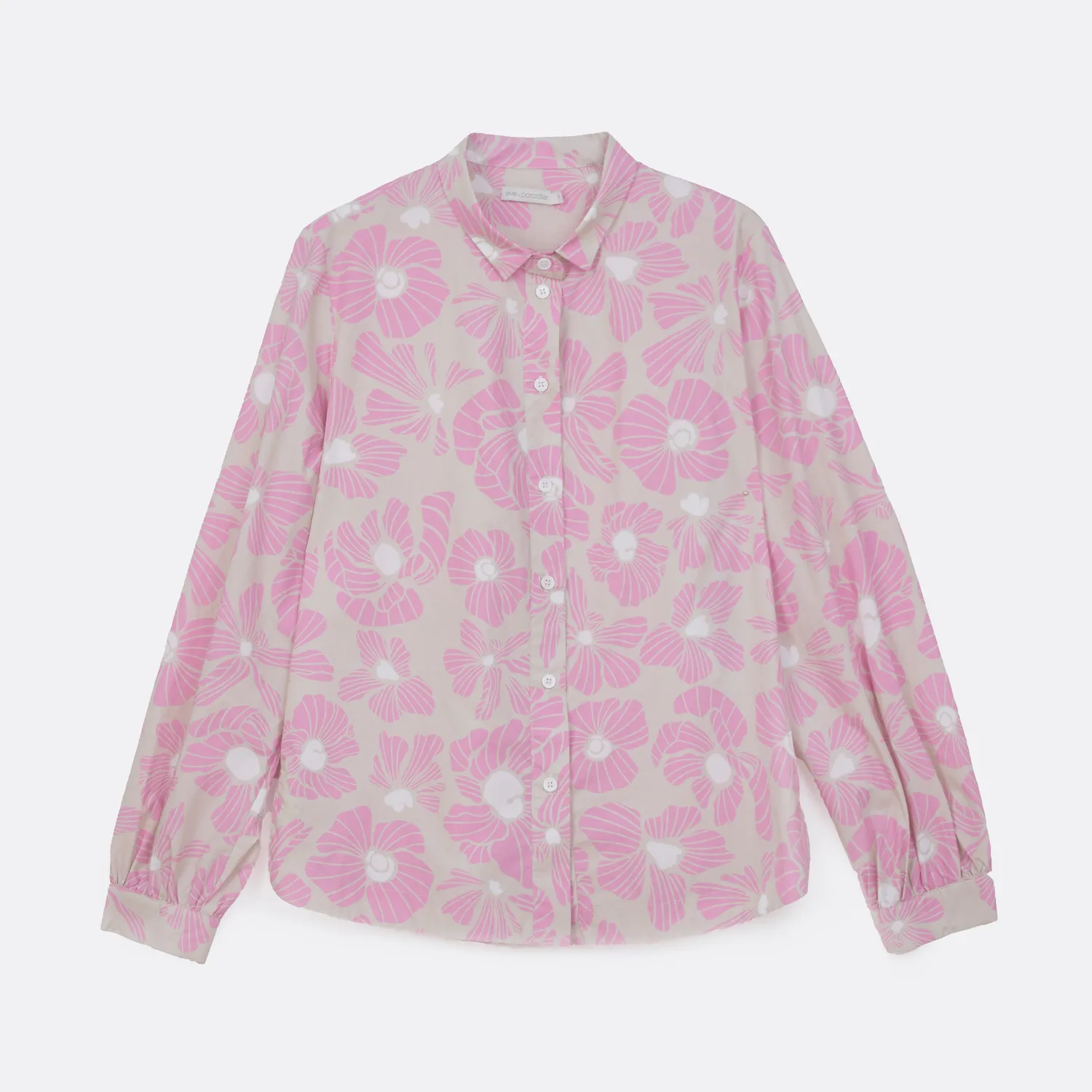 Senatex Bluse Hemdkragen Pink Bloom Floralprint