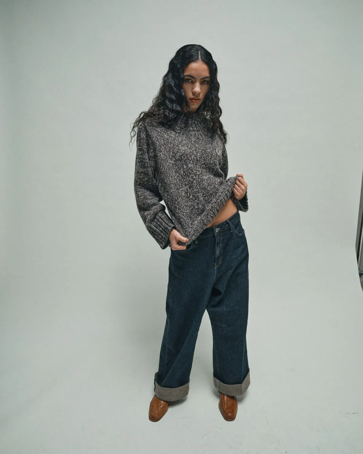Mos Mosh MMHHope Turn-Up Jeans Cropped Dunkelblau Wide Leg
