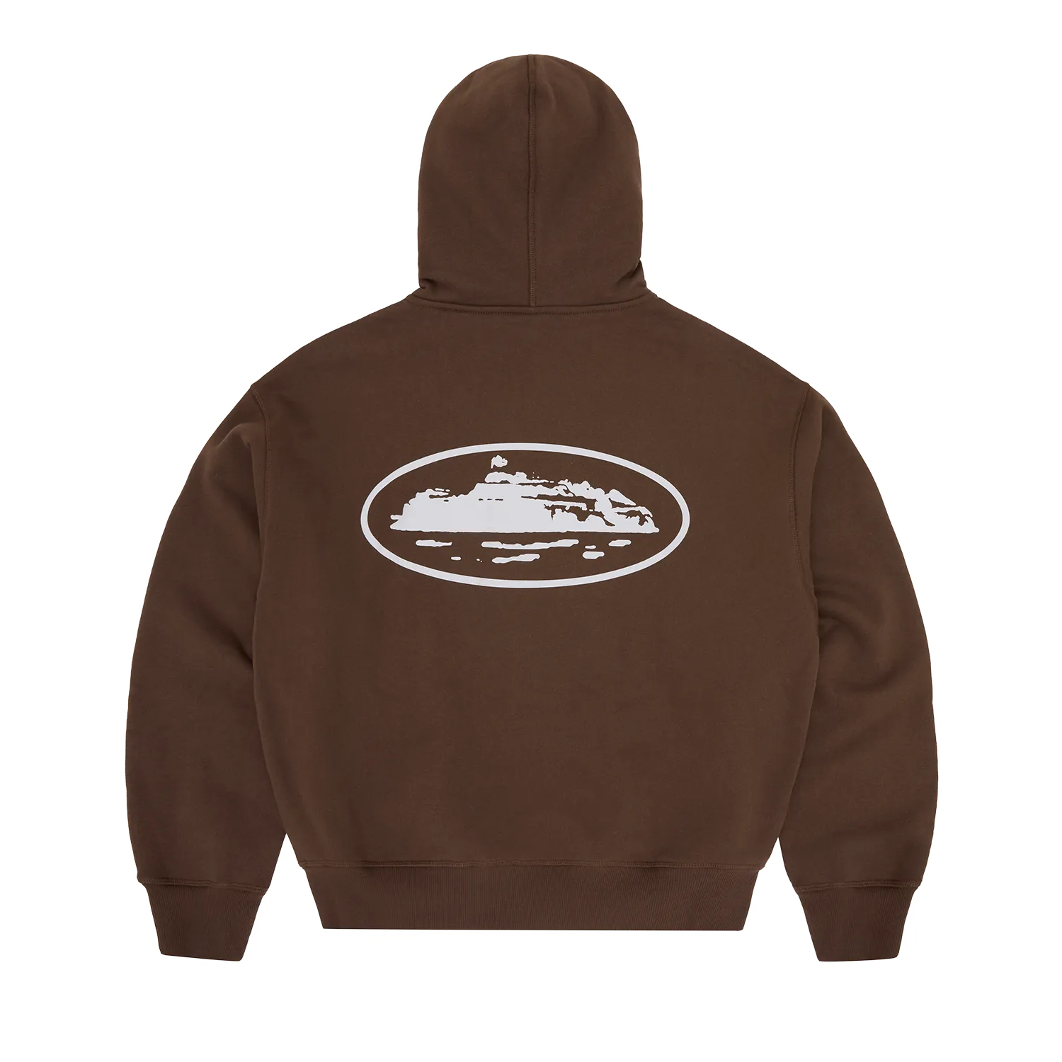 Corteiz Island Puff Print Zip Hoodie Braun 440GSM