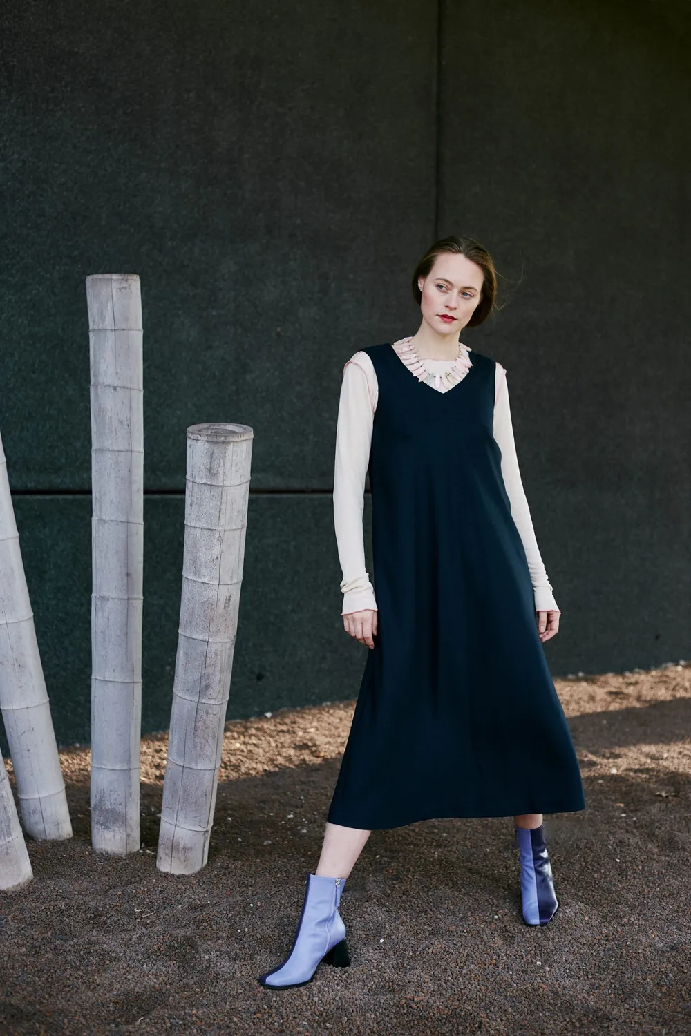 isarti Triangolo Kleid Notte Blu Tencel Refibra