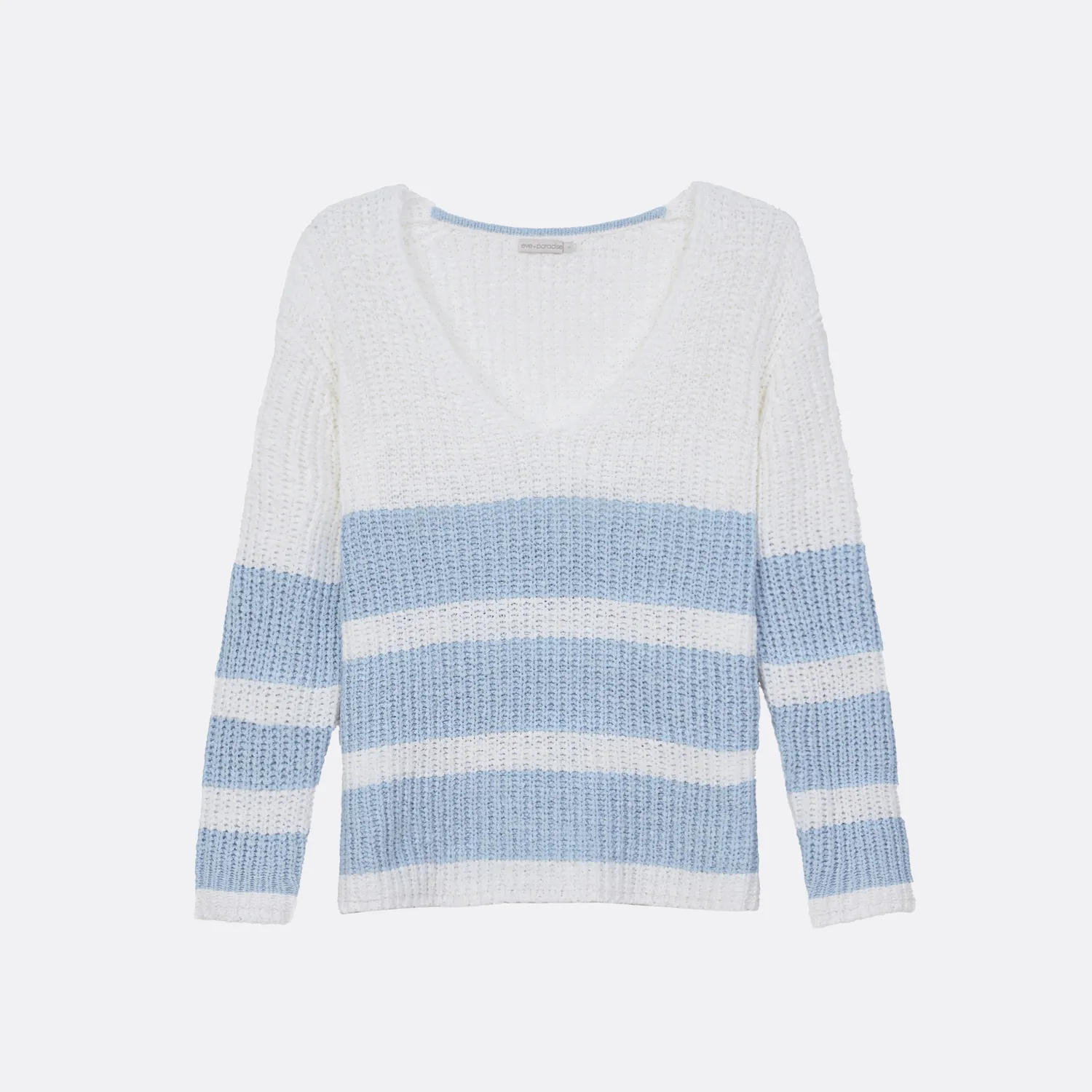 Senatex Strickpullover Blockstreifen V-Ausschnitt White