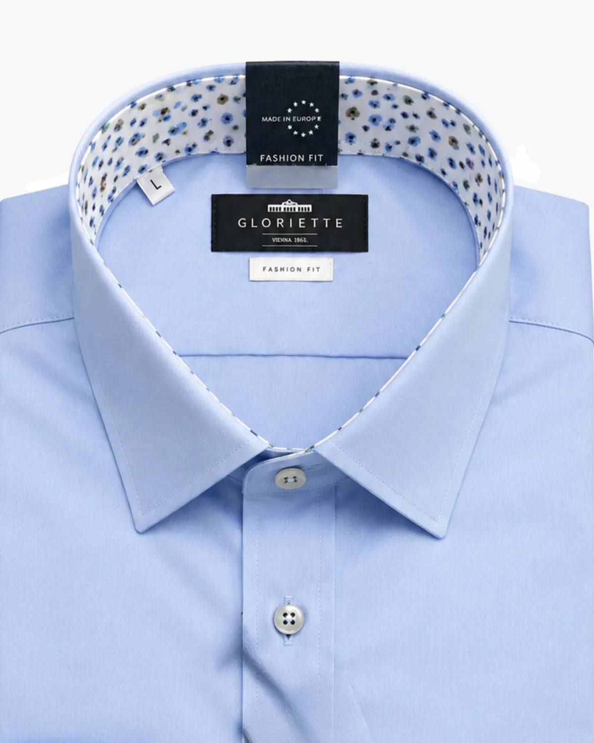 Gloriette Blau Stretch Hemd Hellblau Fashion Fit Baumwolle-Modal