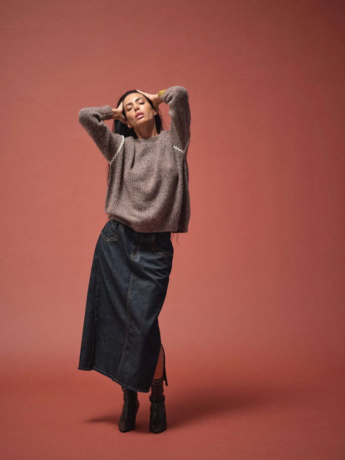 Mos Mosh MMHNeat Crochet Strickpullover meliert lose
