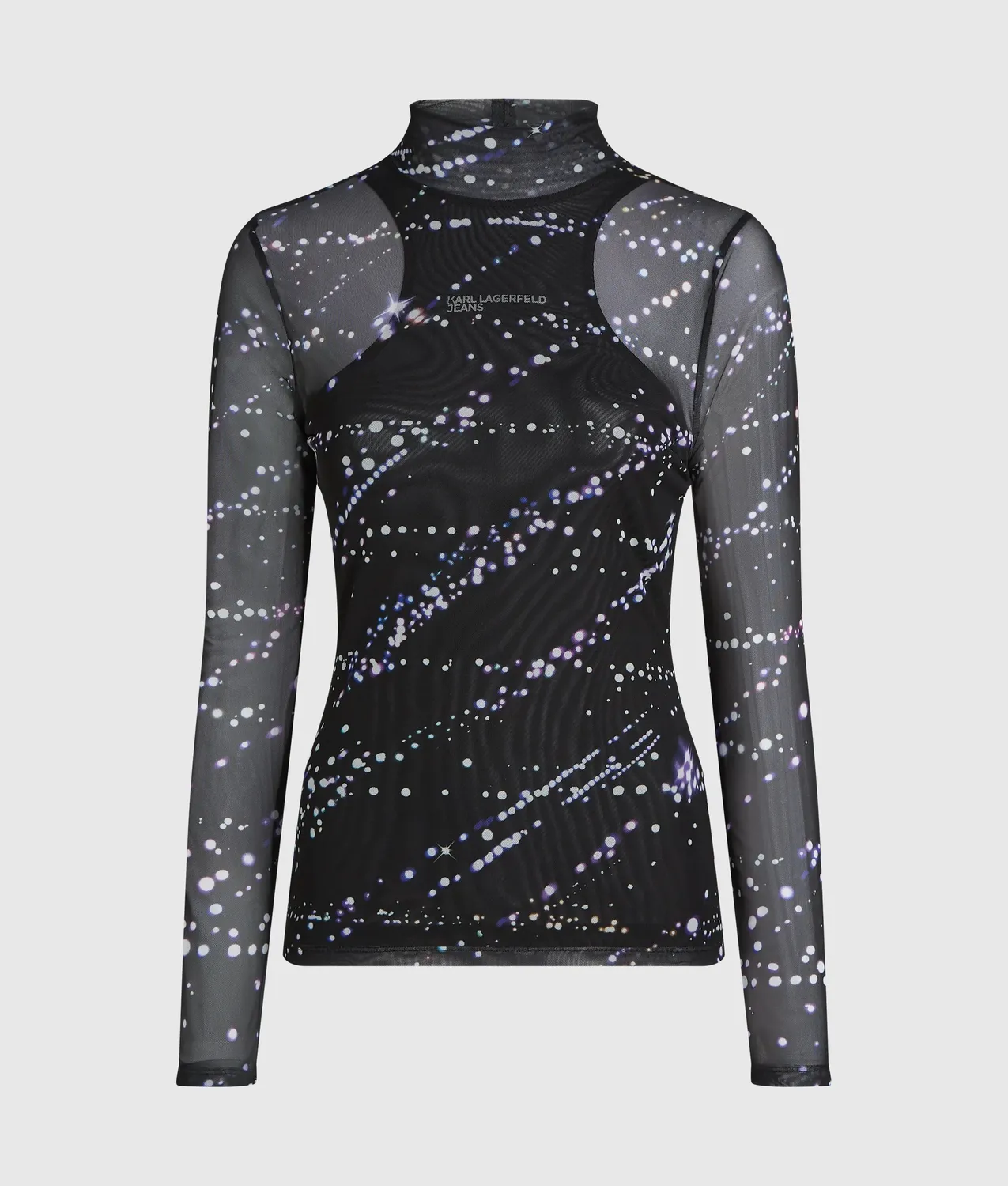 Karl Lagerfeld KL Jeans Top Mesh Sternen-Print 2-lagig