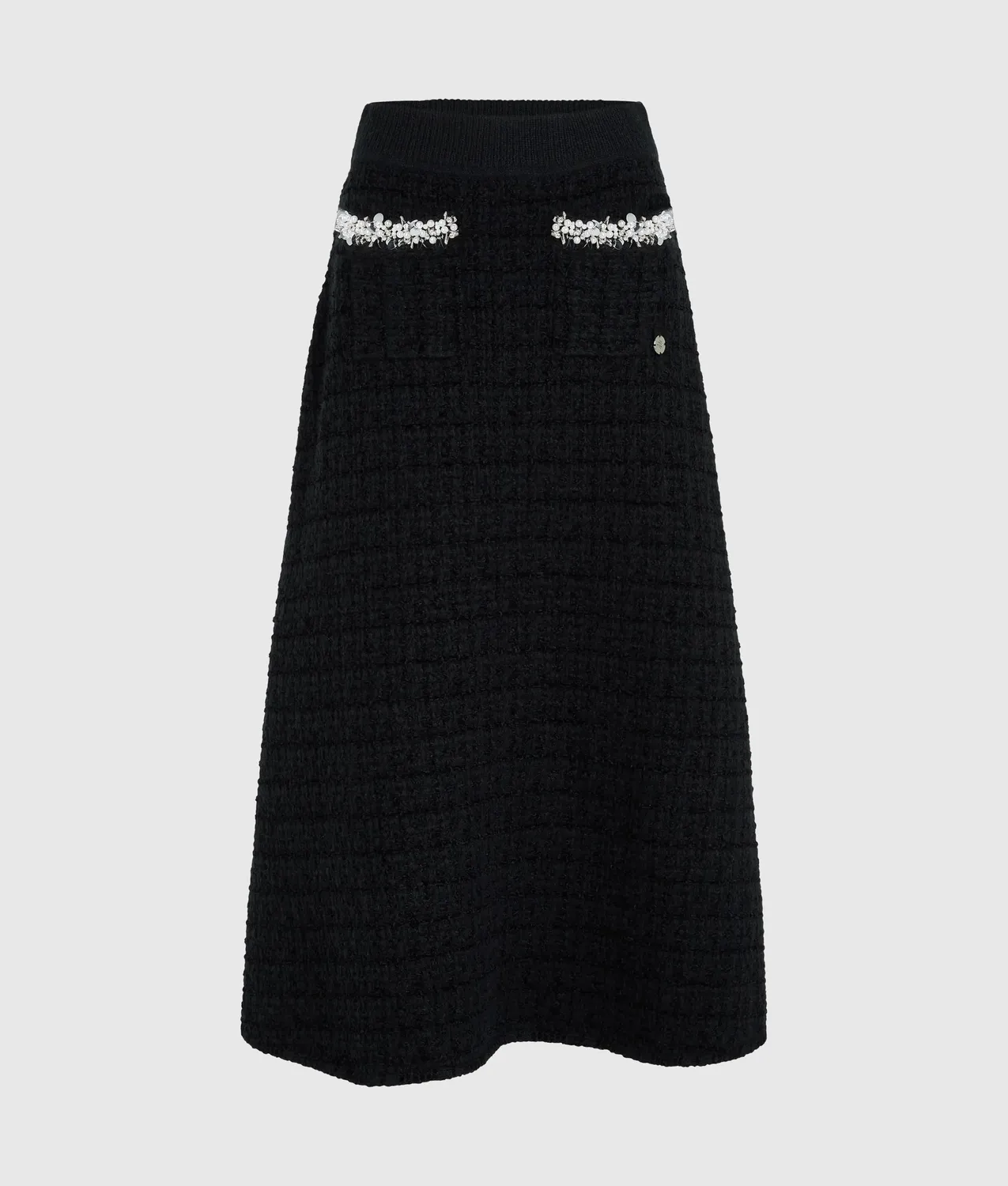 Karl Lagerfeld Midi Strickrock Bouclé Kunstperlen