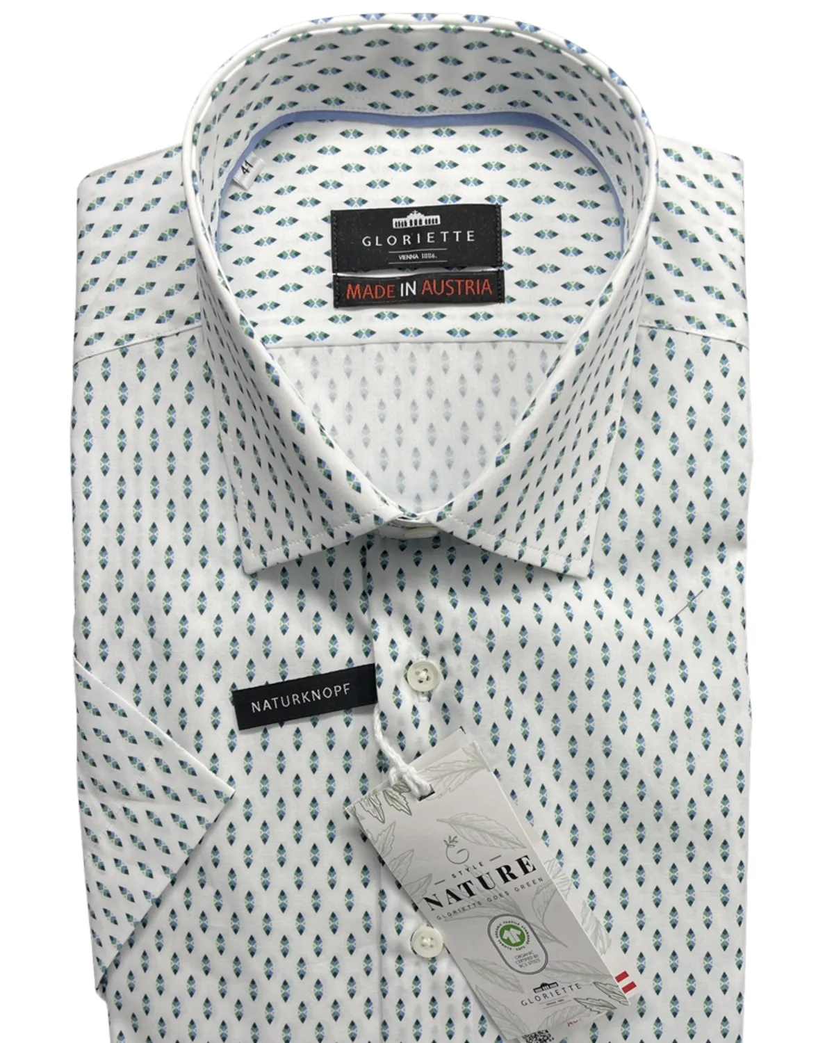 Gloriette Austria Kurzarmhemd Grün-Blau Regular Fit