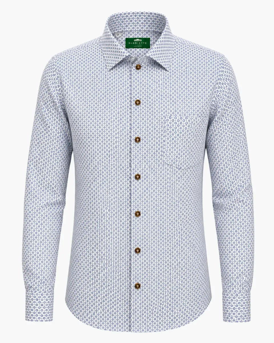 Gloriette Fashion Fit Trachtenhemd hellblau floral