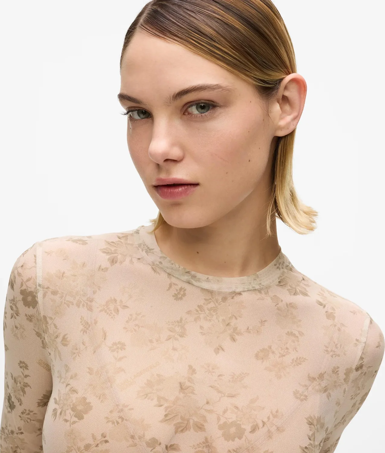 Karl Lagerfeld KL Jeans Floral Mesh Langarmshirt transparent