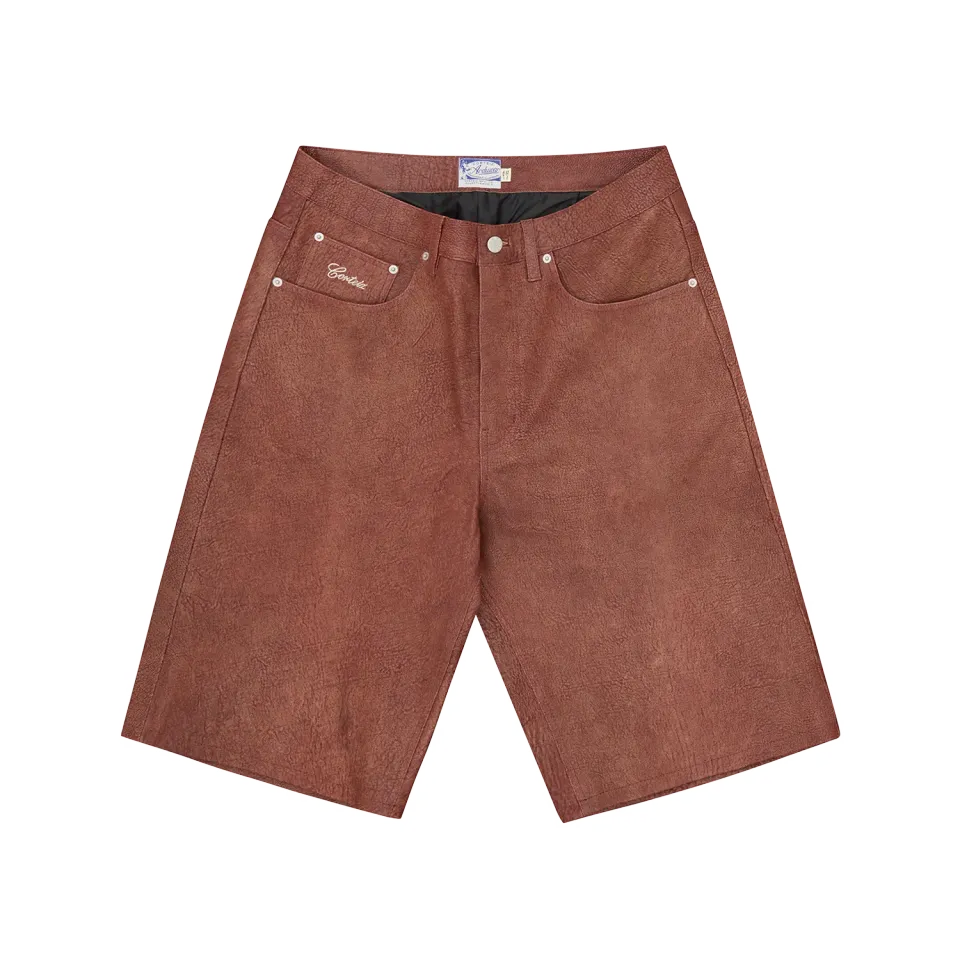 Corteiz Ardwear Leather Short Shorts Rust Echtleder