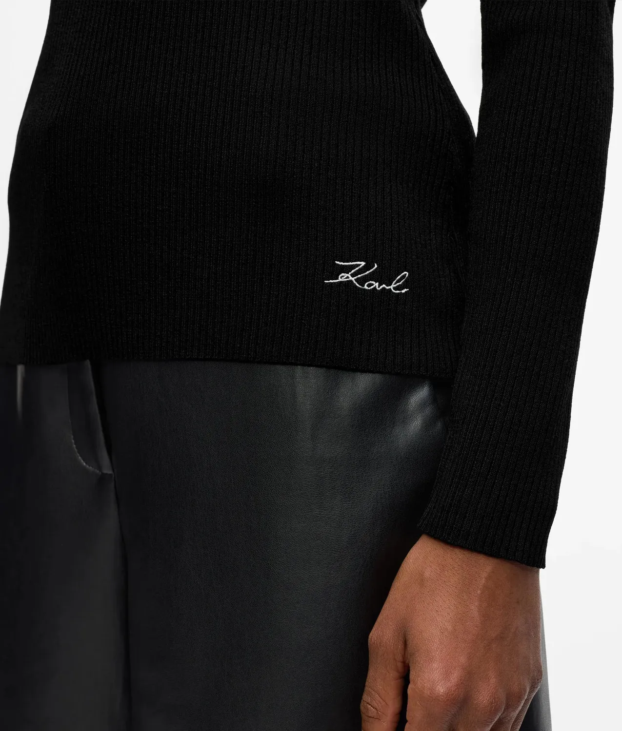 Karl Lagerfeld Polo Strick Kontrastkragen Langarm XS-XL
