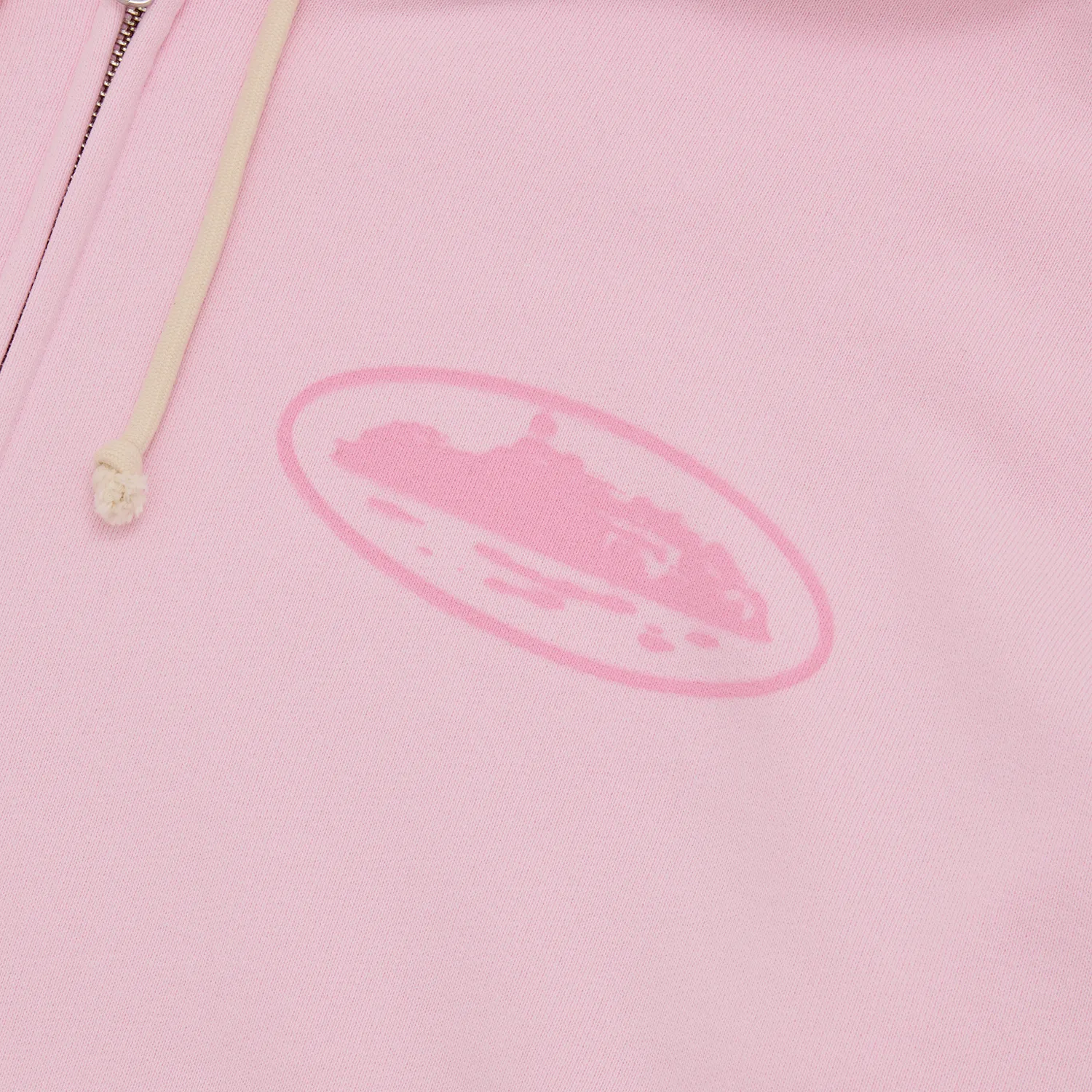 Corteiz Island Knockout Zip Hoodie Pink Baumwolle