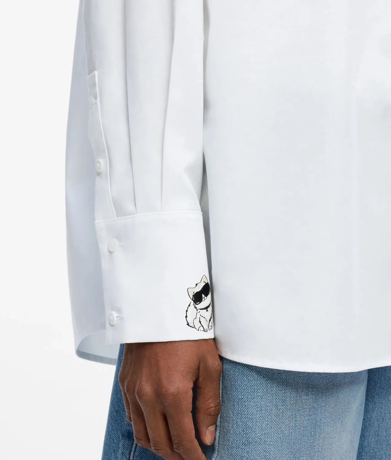 Karl Lagerfeld Ikon Choupette Poplin Bluse Bio-Baumwolle