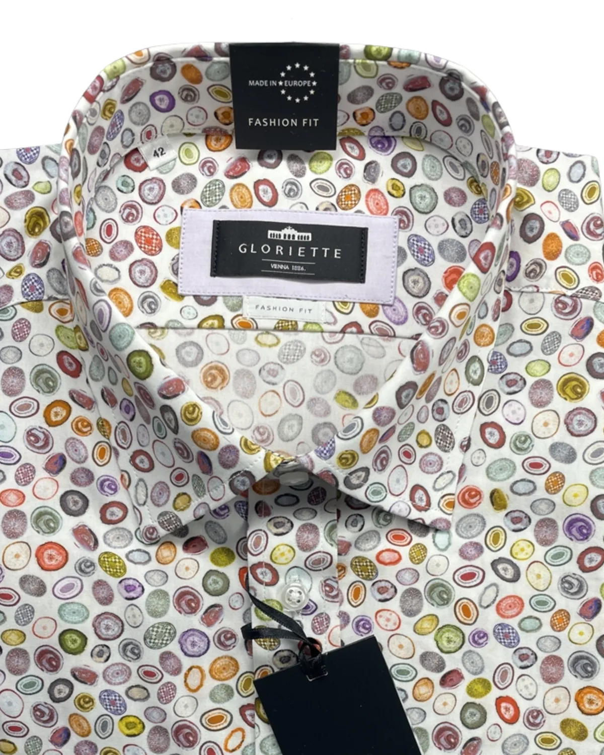 Gloriette Fashion Fit Kreismuster Hemd Blau Herren